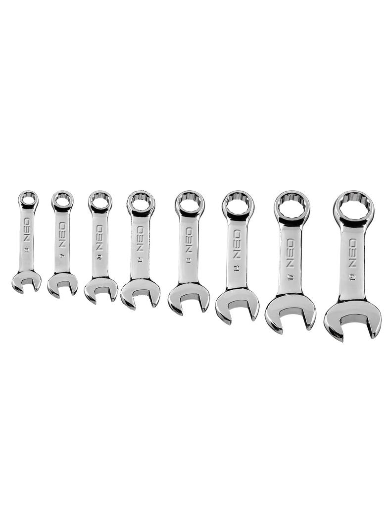 Klucze płasko-oczkowe 8-19 mm (krótkie), zestaw 8 szt.