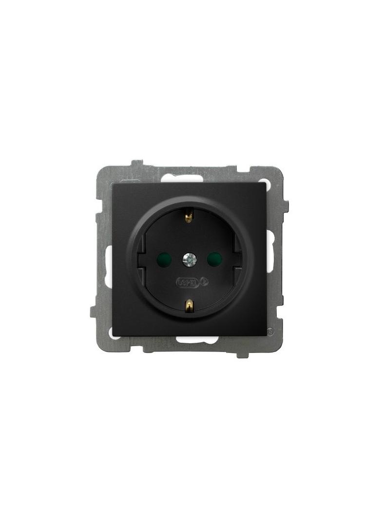 AS Gniazdo pojedyncze z uziemieniem schuko z przesłonami torów prądowych - kolor czarny metalik