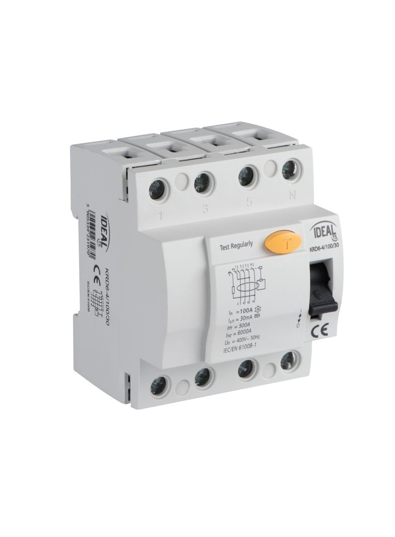 Wyłącznik różnicowoprądowy KRD6-4/100/30 3P+N 100A 30mA typ AC 23197 KANLUX