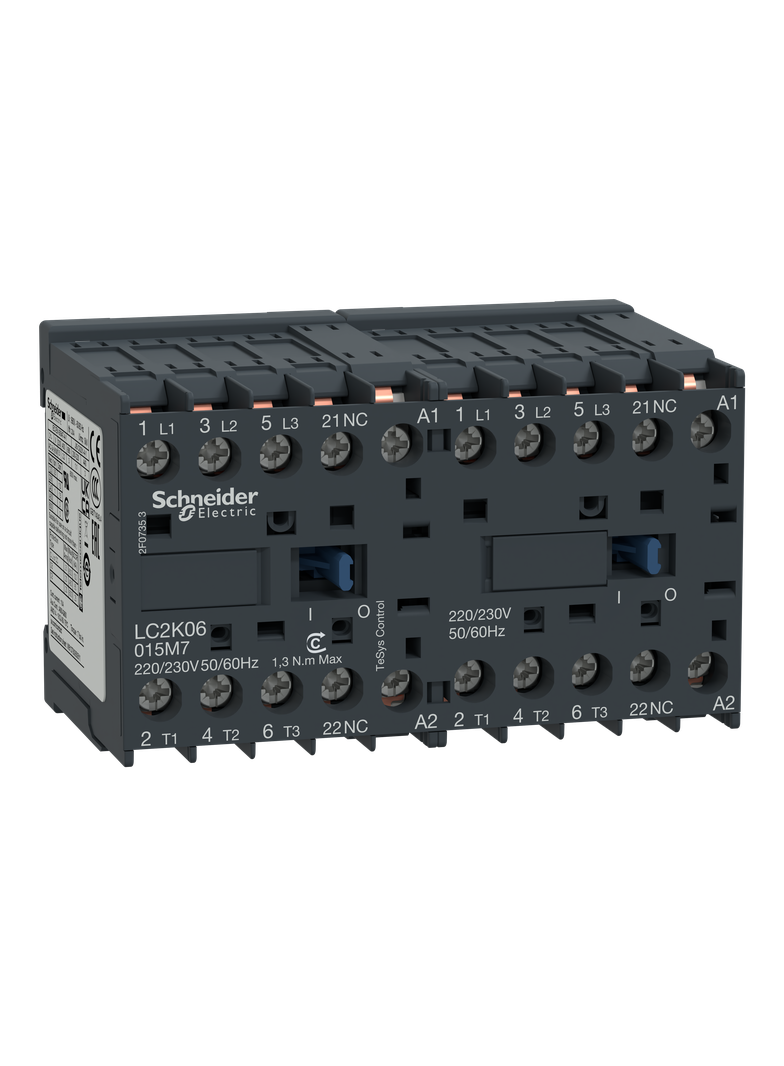 Układ nawrotny TeSys K AC3 6A 3P 1NC cewka 220/230VAC nóżki lutownicze