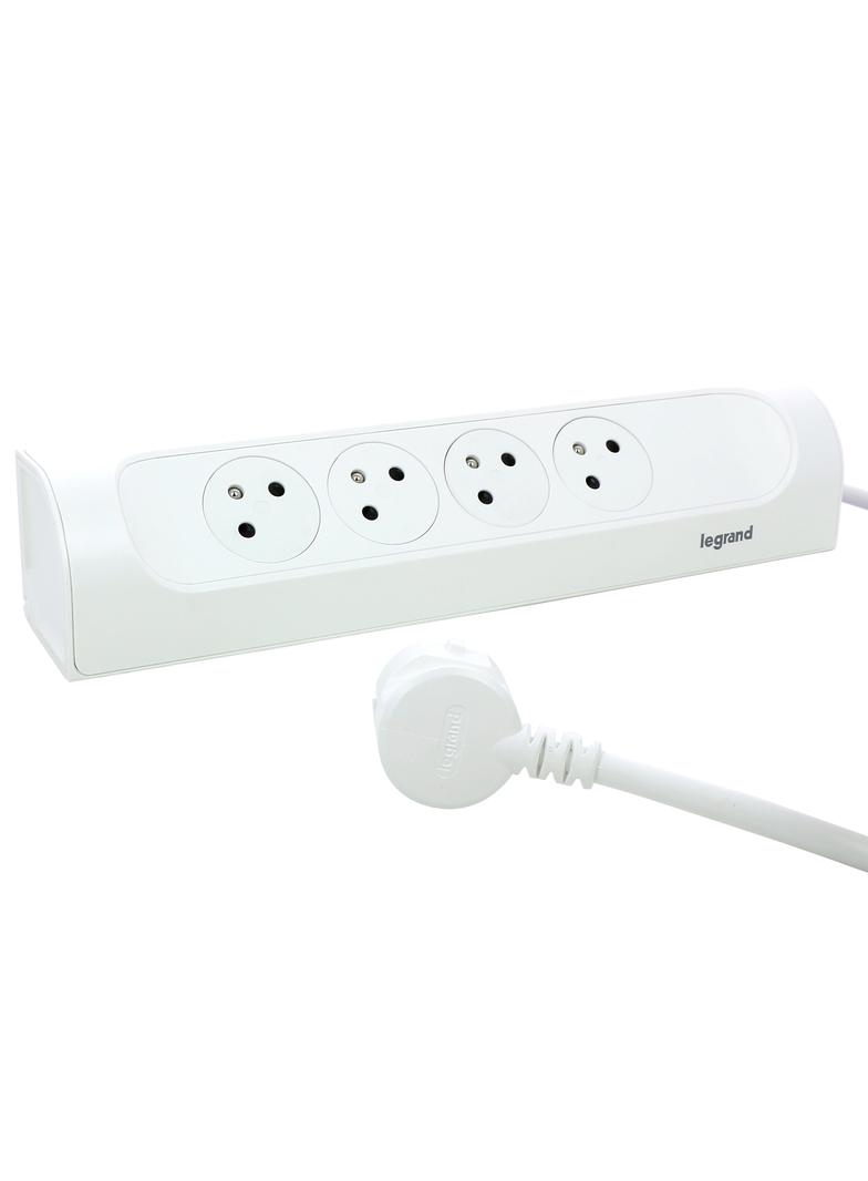 PRZEDŁUŻACZ NAROŻNY 4X2P+Z, Z PRZEWODEM 1.0 METRA 3X1.5 MM2 - BIAŁY, Legrand