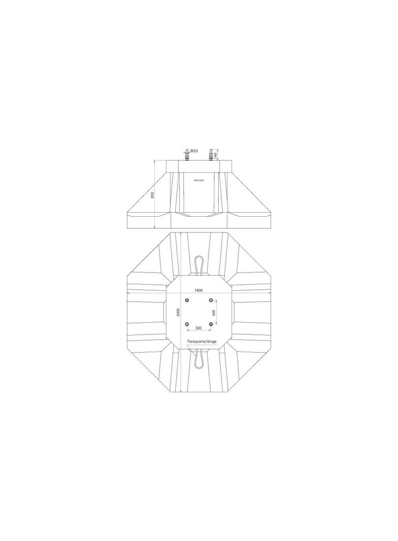Prefabrykowany fundament betonowy C50/60 do masztów odgromowych UFL 13,35 / 16,36 / 19,35 m