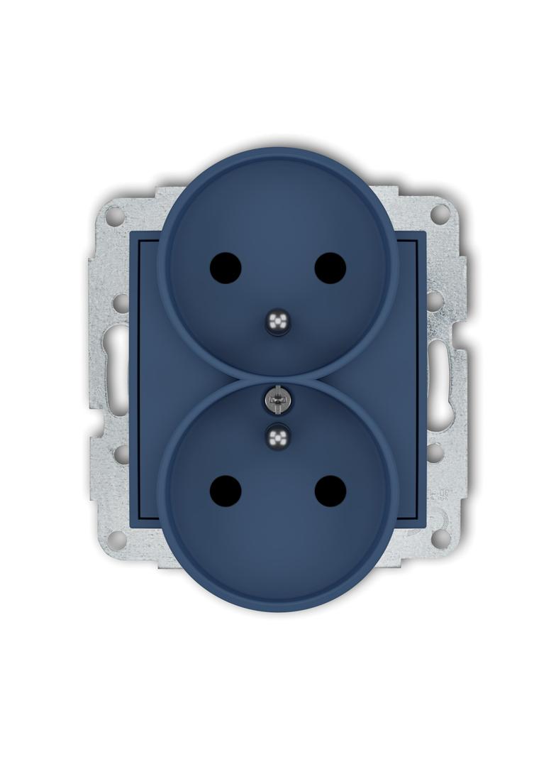 MINI Gniazdo podwójne do ramki z uziemieniem 2x(2P+Z) (przesłony torów prądowych) navy blue 64MGPR-2zp KARLIK