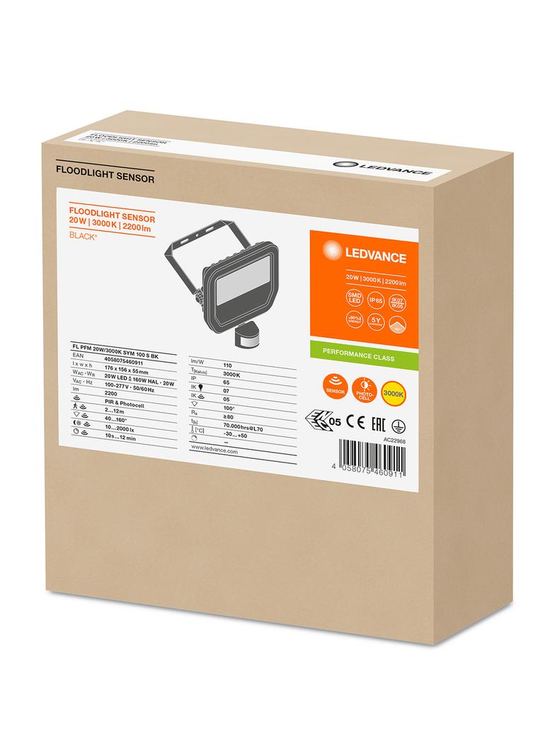 Naświetlacz FLOOD LED PERFORMANCE 20W 3000K SYM 100 SENSOR black