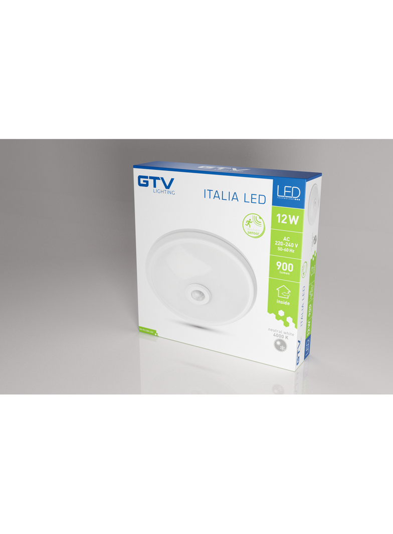 PLAFONIERA ITALIA LED Z CZUJNIKIEM RUCHU, 12 W, 900lm, IP20,  AC220-240V, 50/60Hz, KĄT ŚWIECENIA 360