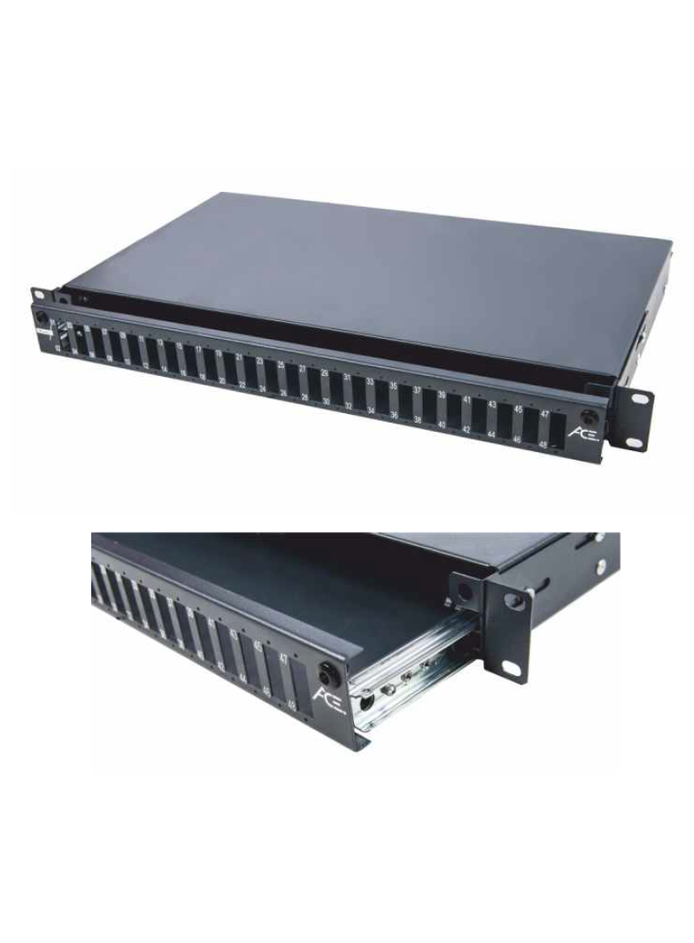 Panel 19'' 1U z frontem 24xSC simplex, na prowadnicy