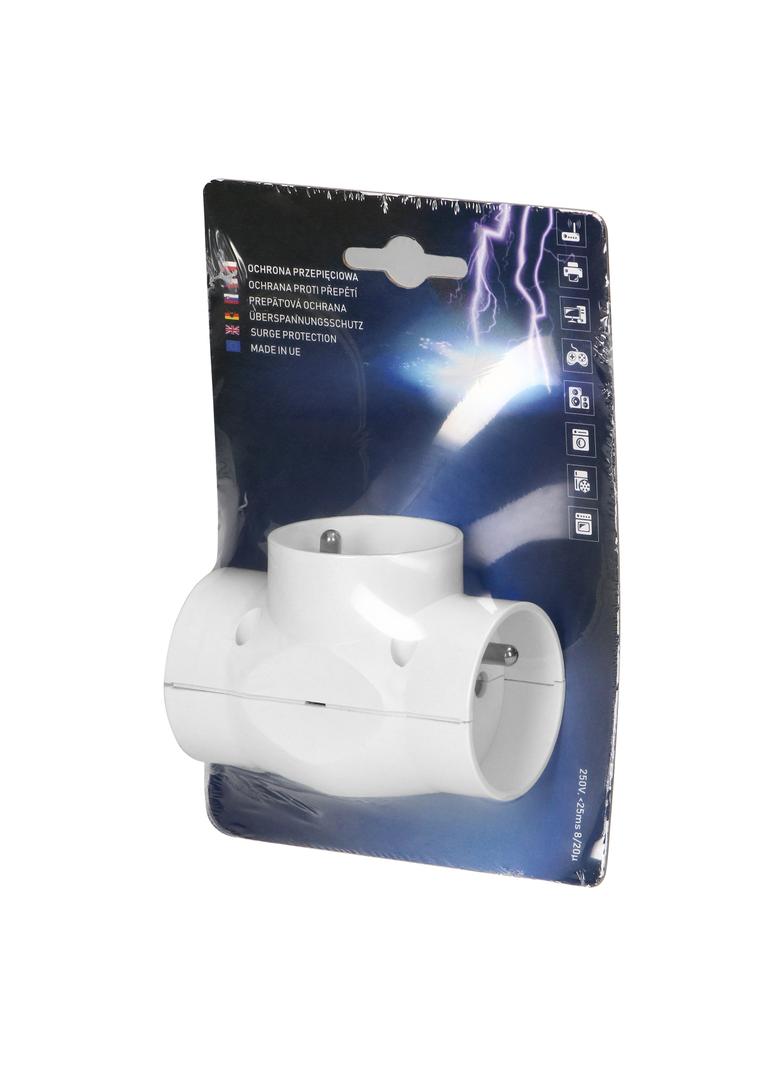 Rozgałęźnik 3x2P+Z, z zabezpieczeniem przeciwprzepięciowym