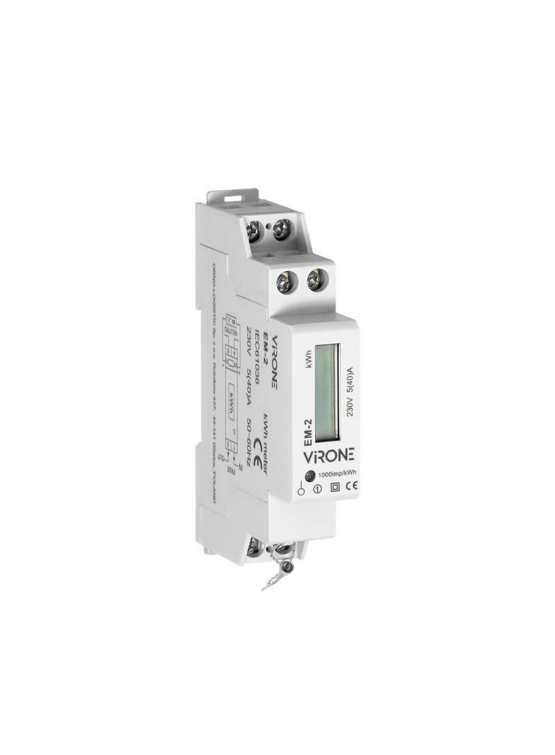 1-fazowy wskaźnik zużycia energii elektrycznej, 40A, wyjście impulsowe, 1 moduł, DIN TH-35mm EM-2 ORNO
