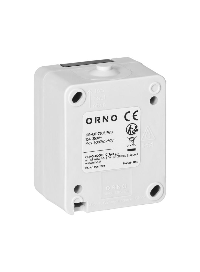 Gniazdo pojedyńcze 2P+Z AQUATIC MINI IP54, 10A, 230V AC, biało-czarne OR-OE-7305/WB ORNO