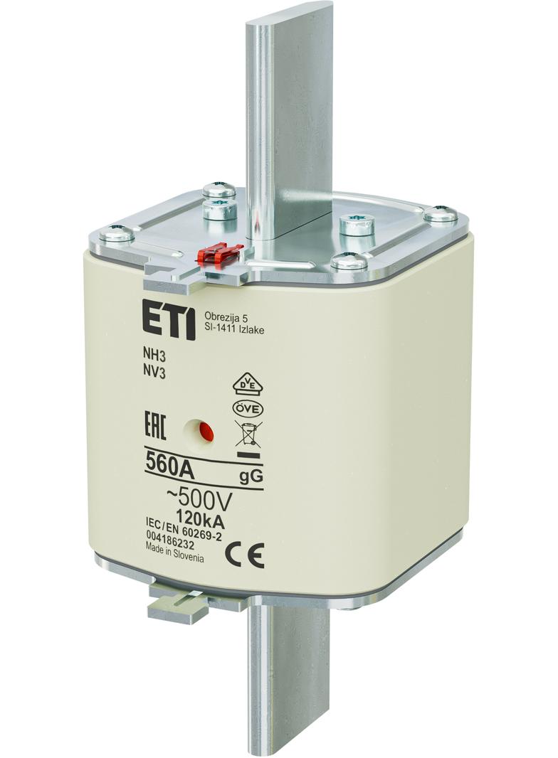 Wkładka topikowa NH zwłoczna KOMBI NH3 gG 560A 500V 004186232 ETI
