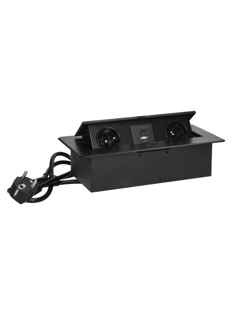 Gniazda meblowe wpuszczane w blat z płaskim frezowanym rantem, ładowarką USB i przewodem 1,5m OR-GM-9035/B ORNO