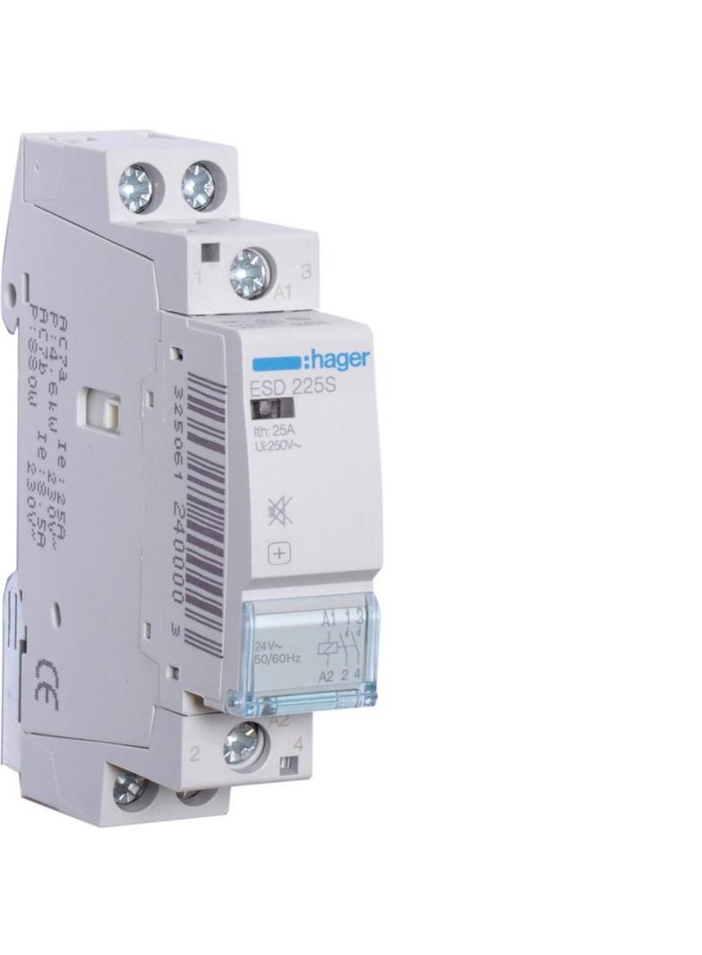 Stycznik modułowy cichy 24V AC 2Z 25A AC-7A B ESD225S HAGER
