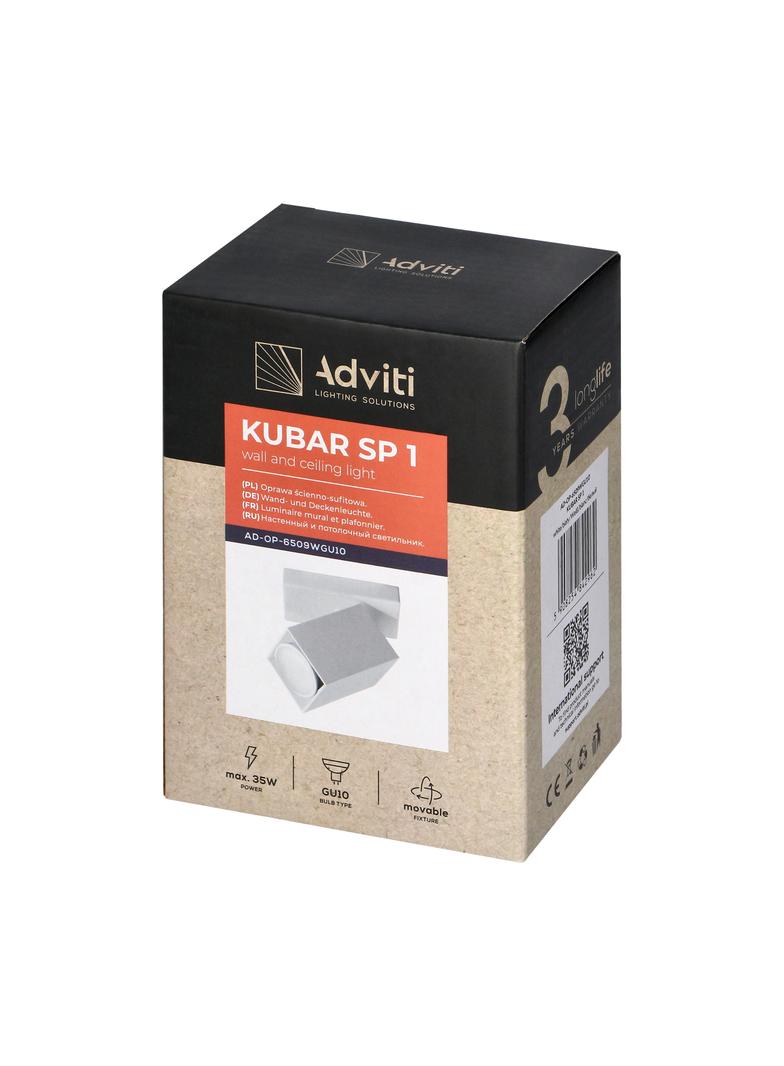 KUBAR SP 1, oprawa ścienno-sufitowa, GU10 max. 35W, IP20, biała
