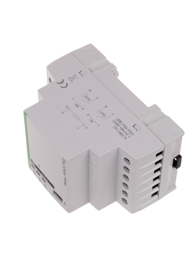 przekaźnik zdalnego sterowania GSM (CLIP); 2xWY, 2xWE; sterowanie bramą zasilanie 230V AC styki 1NO