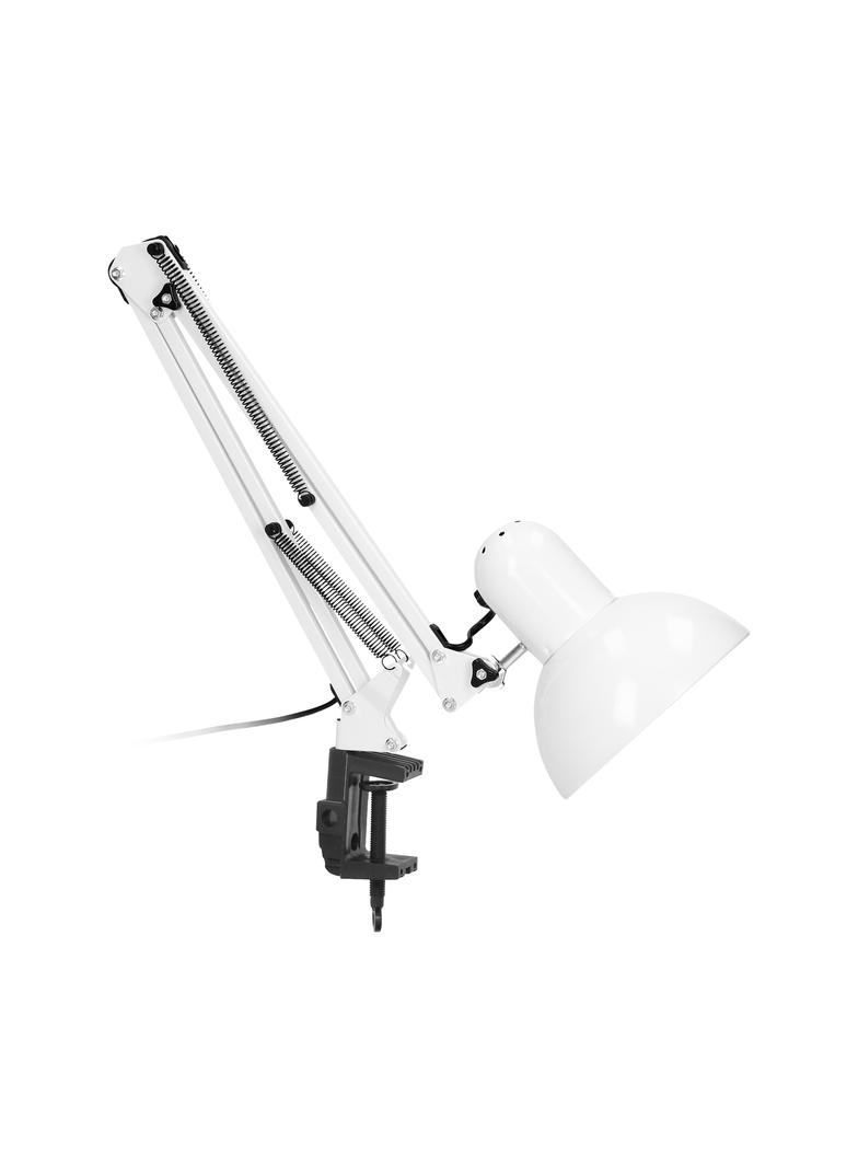 Lampka biurkowa kreślarska DEON przykręcana 60W E27 stalowa biała VIRONE