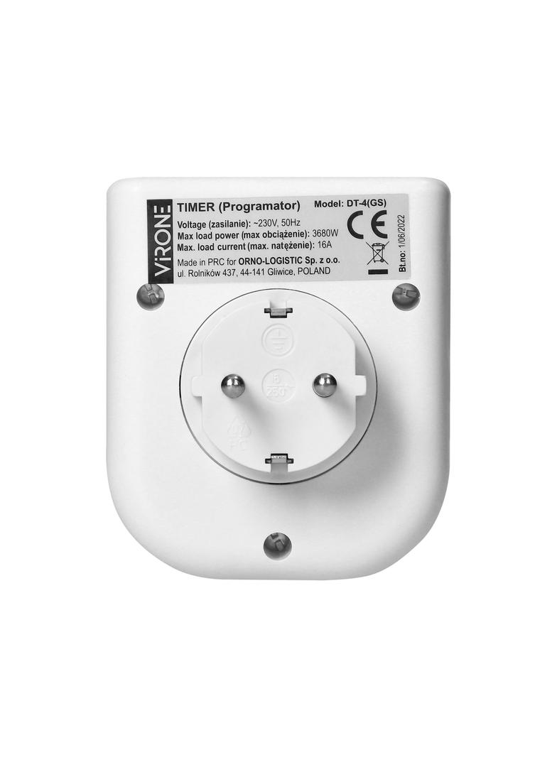 Elektroniczny programator czasowy z górnym wyświetlaczem LCD 230 VAC 3680W Schuko 16 punktów przeł D