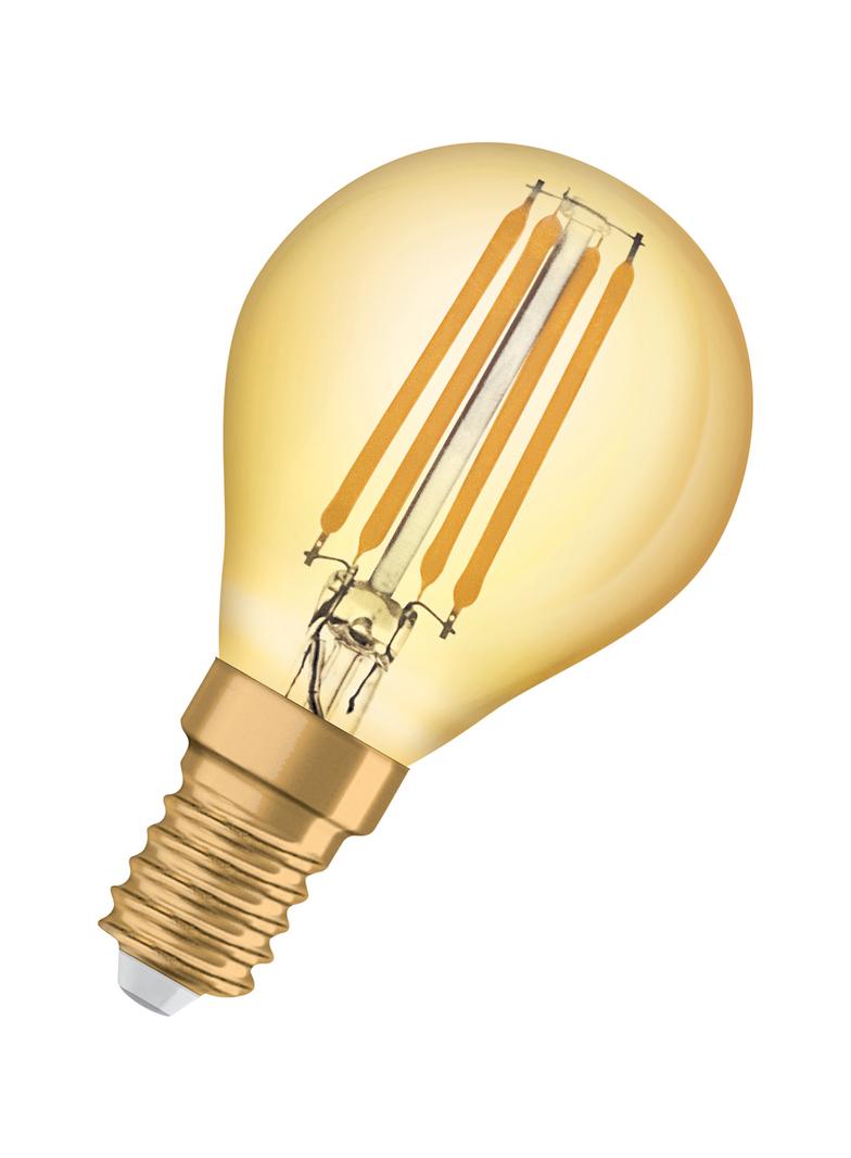 Lampa LED Vintage 1906 CL P Filament szkło przezroczyste GOLD 35 non-dim 4W 825 E14