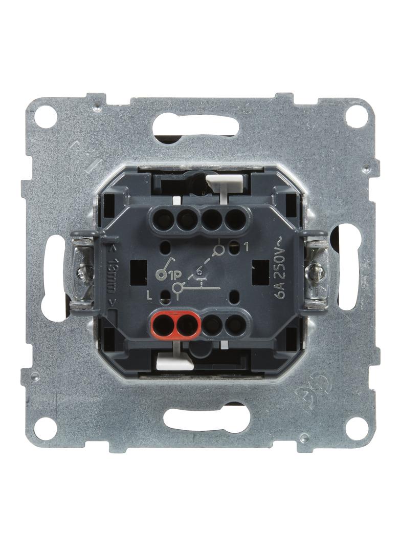 SUNO - Przycisk pojedynczy z symbolem dzwonka - 6 A - 250 V~ - zaciski automatyczne, Czarny, Legrand
