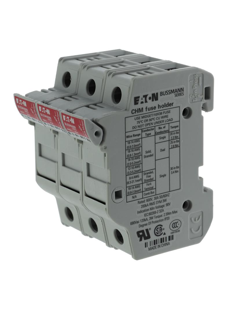 3Pole 30A 600V MFH For 10X38 Midget fuse Podstawa wkładki cylindrycznej 10x38 3P 32A 690VAC CHM3DU E