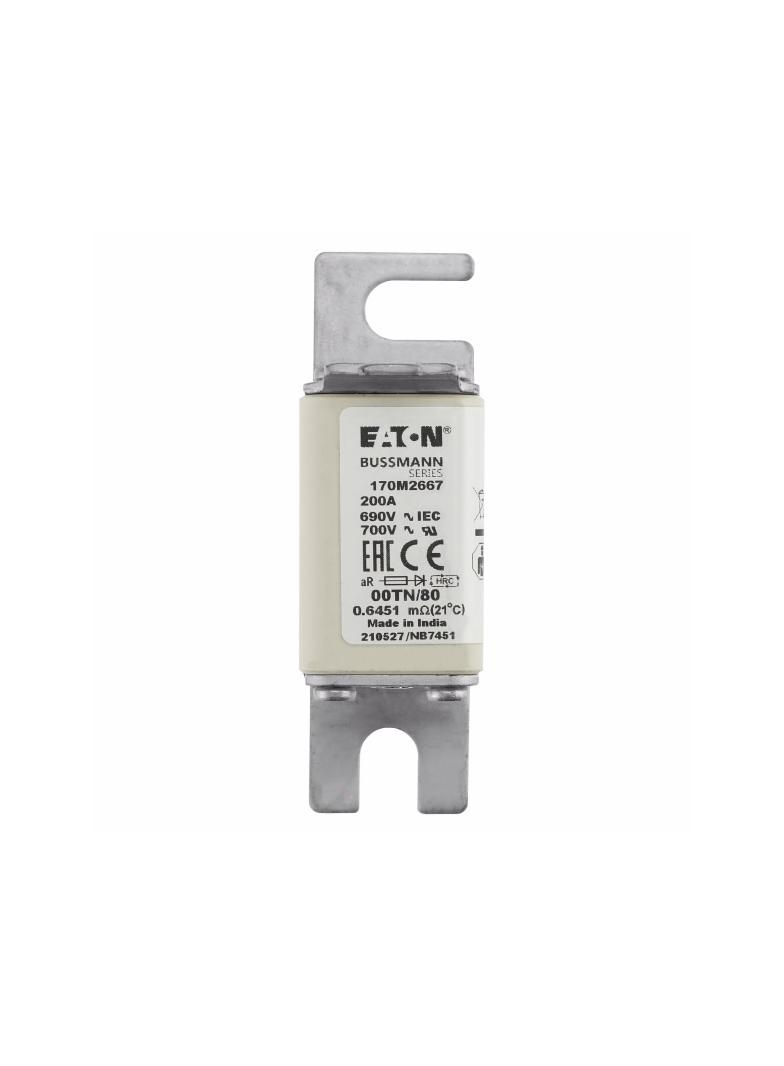 200A 690V aR 00TN/80 TYPE T IND. FUSE Wkładka szybka 200A AC 690V DIN 00 aR DIN IEC nieizol 170M2667