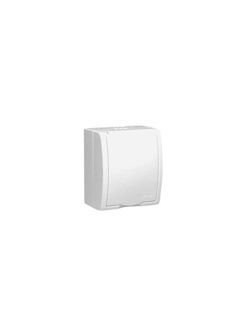 Simon Aquarius Gniazdo wtyczkowe z uziemieniem bryzgoszczelne IP54 klapka biała z przesłonami torów prądowych 16A 250V zaciski śrubowe biały AQGZ1Z/11 AQGZ1z/11 KONTAKT