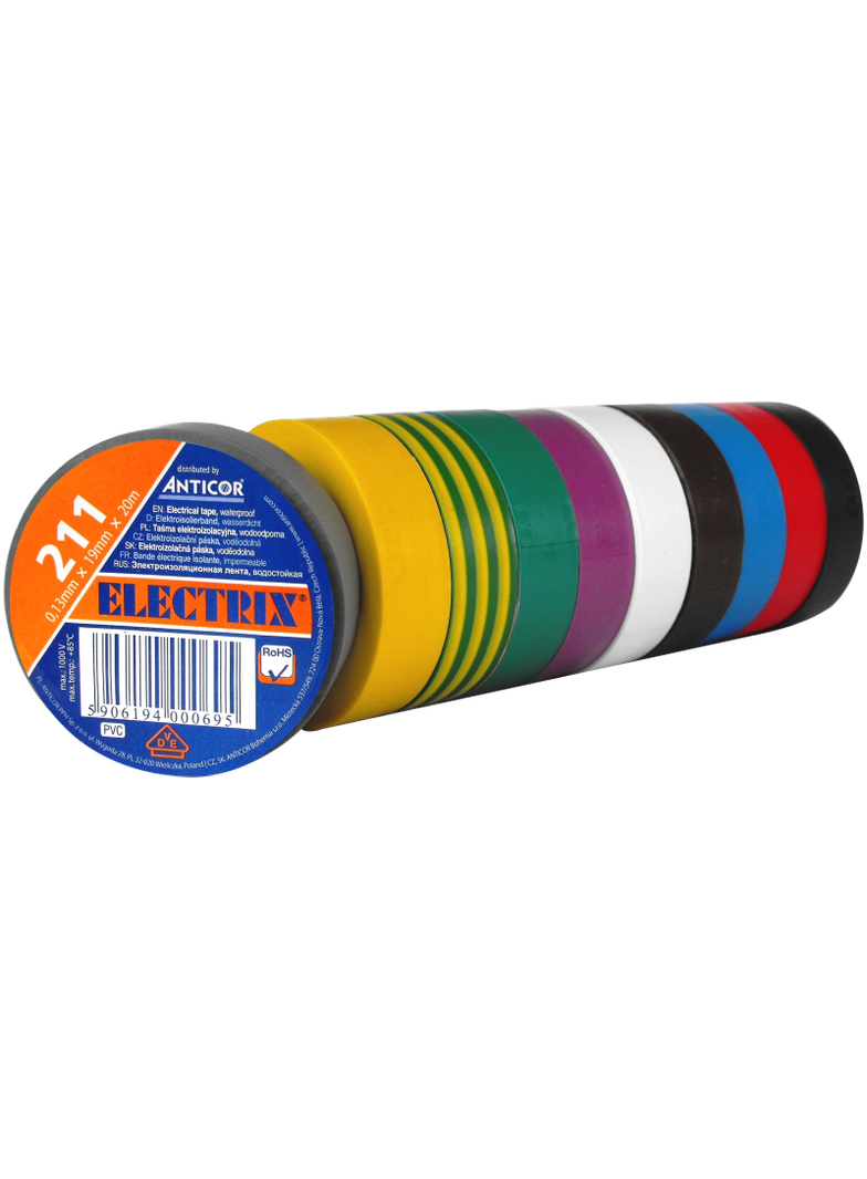 TAŚMA ELECTRIX 211 PCV TĘCZA  19mm*20m (10 szt.)