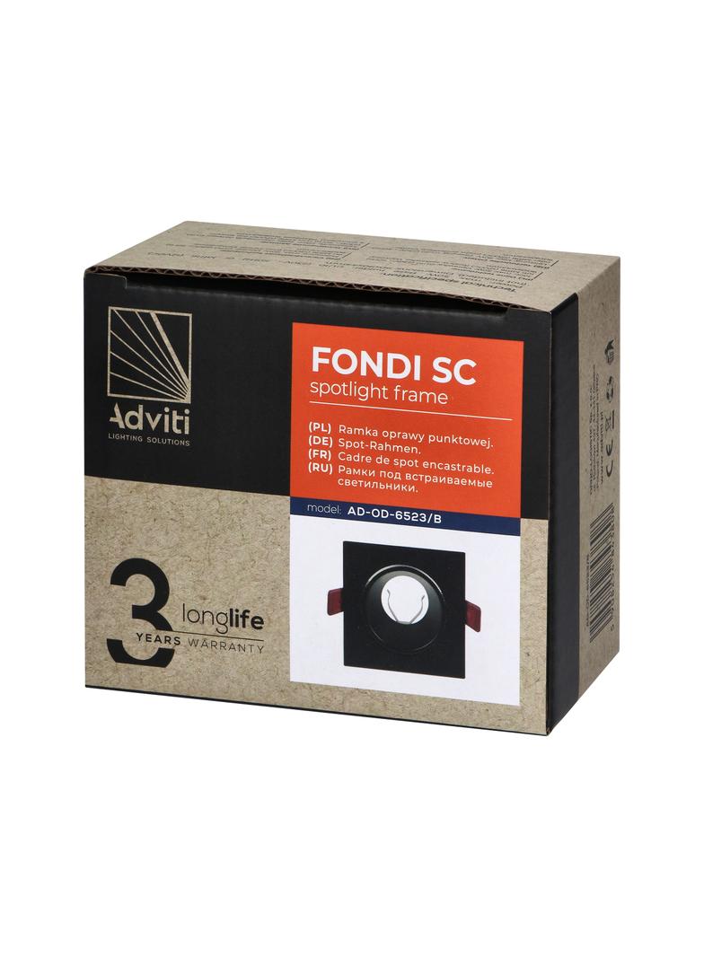 FONDI SC ramka dekoracyjna oprawy punktowej, MR16/GU10 max. 50W, kwadrat, stała, aluminiowa, czarna