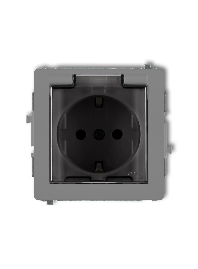 DECO Mechanizm gniazda bryzgoszczelnego z uziemieniem SCHUKO 2P+Z (klapka dymna, przesłony torów prą