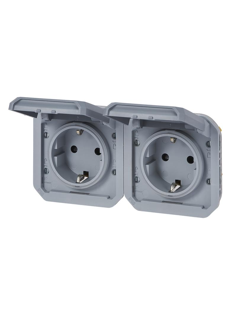 NOWE PLEXO - GNIAZDO SCHUKO 2X2P+Z POZIOME MECHANIZM 16A-250V SZARE 069576L LEGRAND