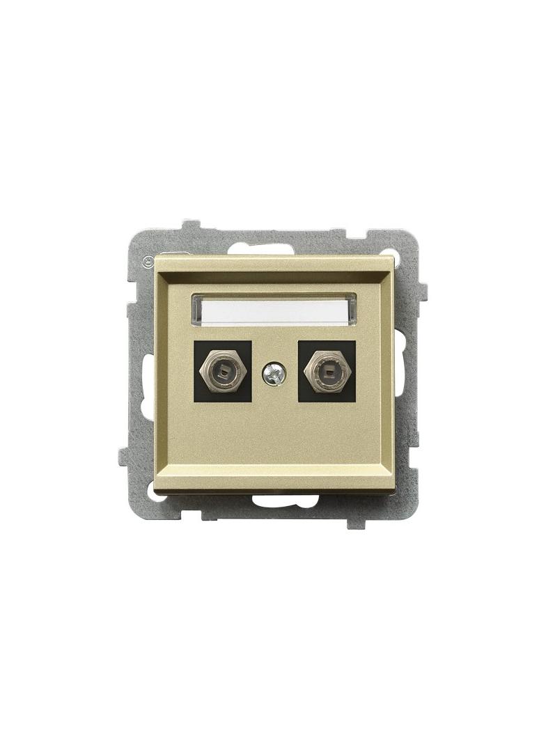 SONATA Gniazdo antenowe typu F podwójne - kolor szampański złoty
