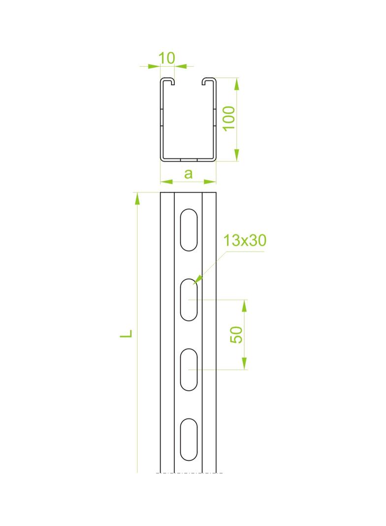 CMT100H100/6 Ceownik montażowy 3,0 mm