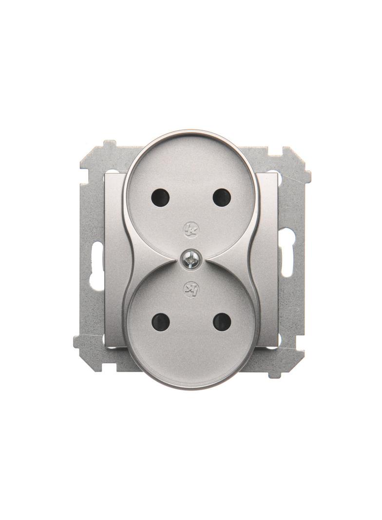 Simon 54 Gniazdo bez uziemienia z przesłonami podwójne 16A z. śrub. srebrny mat *Do ramek S54 PREMIU