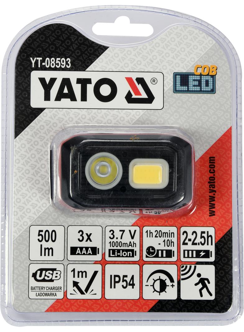 LATARKA CZOŁOWA 500LM,AKU/3XAAA,CZ.RUCHU YT-08593 YATO