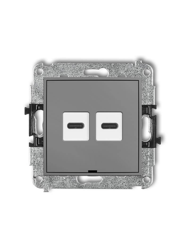 ICON Ładowarka USB podwójna 2xUSB C, 20W max., bez pola opisowego szary mat 27ICUSBBO-7 KARLIK
