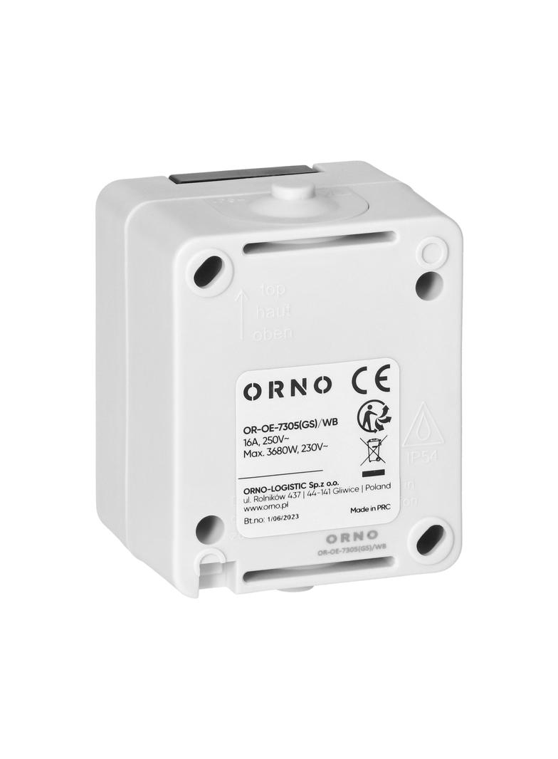 Gniazdo pojedyńcze 2P+Z Schuko AQUATIC MINI IP54, 16A, 230V AC, biało-czarne OR-OE-7305(GS)/WB ORNO