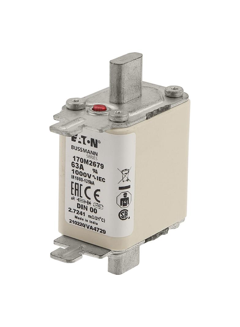 63A 1000V aR DIN 00 TYPE T FUSE Wkładka szybka 63A AC 1000V DIN 00 aR DIN IEC nieizolowane 170M2679