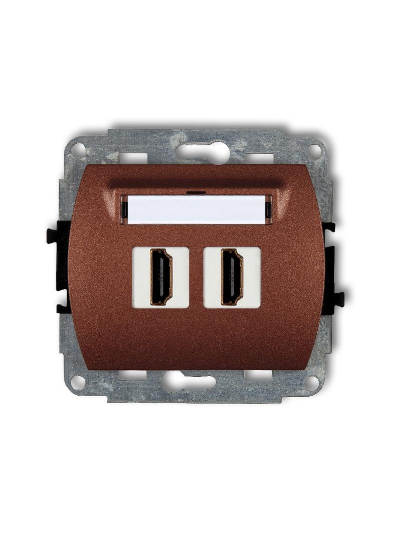 TREND Mechanizm gniazda podwójnego HDMI 2.0 brązowy metalik
