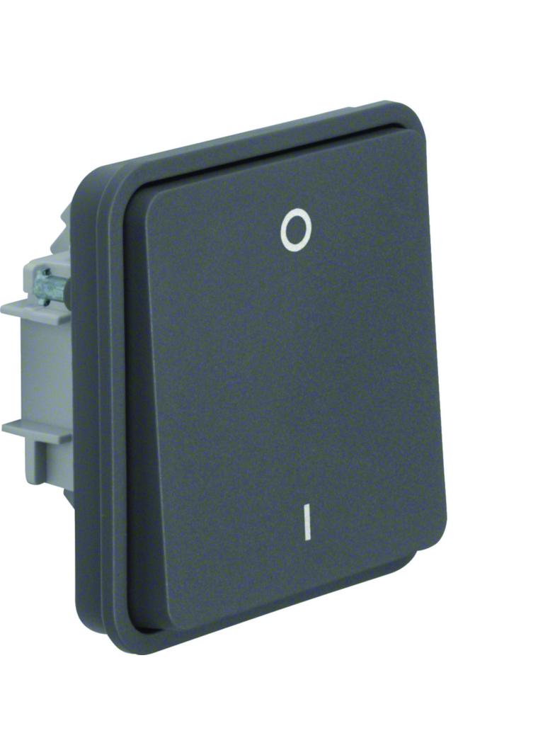BERKER W.1 Łącznik 1-klawiszowy dwubiegunowy z nadrukiem 0/1 IP55 szary 30423515 HAGER