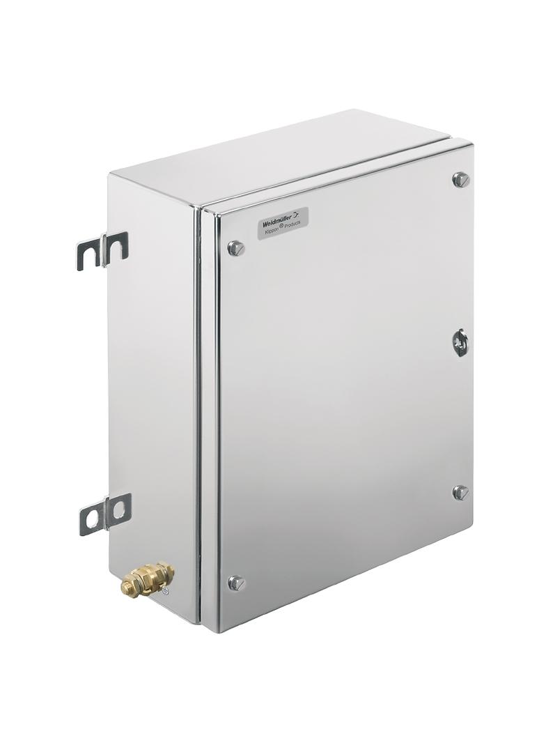 KTB MH 352615 S2E3 Metalowa obudowa iskrobezpieczna, 260 x 350 x 150 mm, element polerowany elektrolitycznie, Płytka kołnierzowa: Tak, na dole, z lewej strony, z prawej /1szt./ 1194830001 WEIDMÜLLER