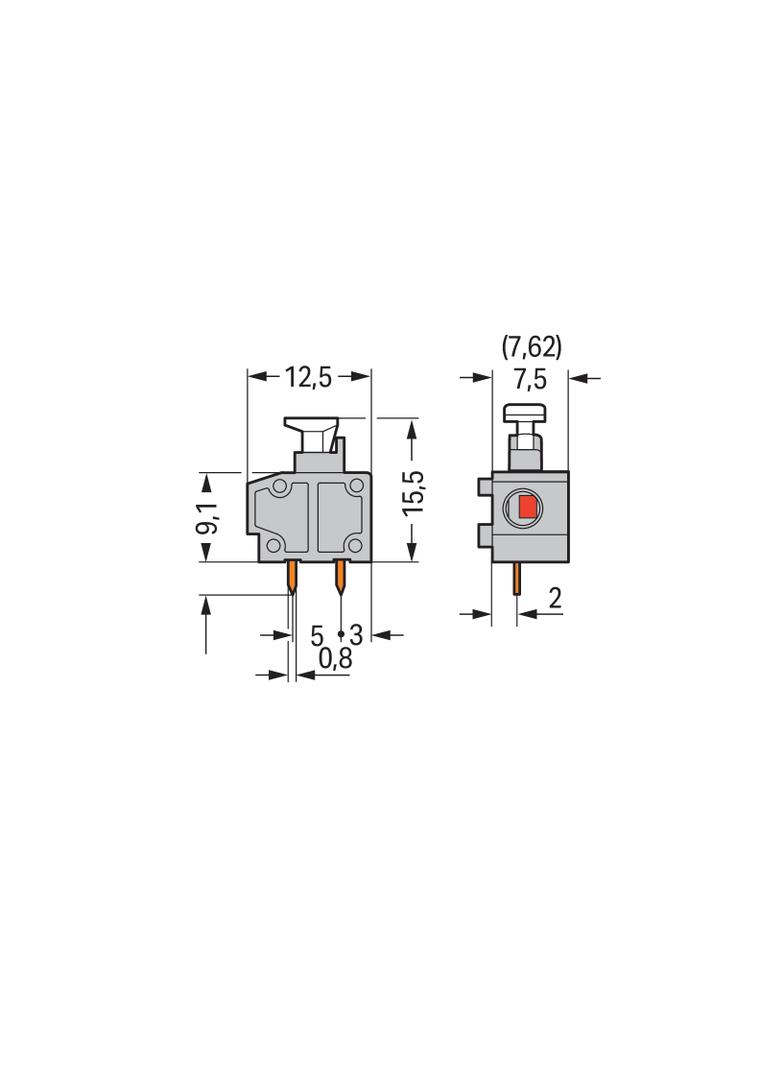 złączka do płytek drukowanych ciemnoszara raster 7,5/7,62 mm /100szt./ WAGO