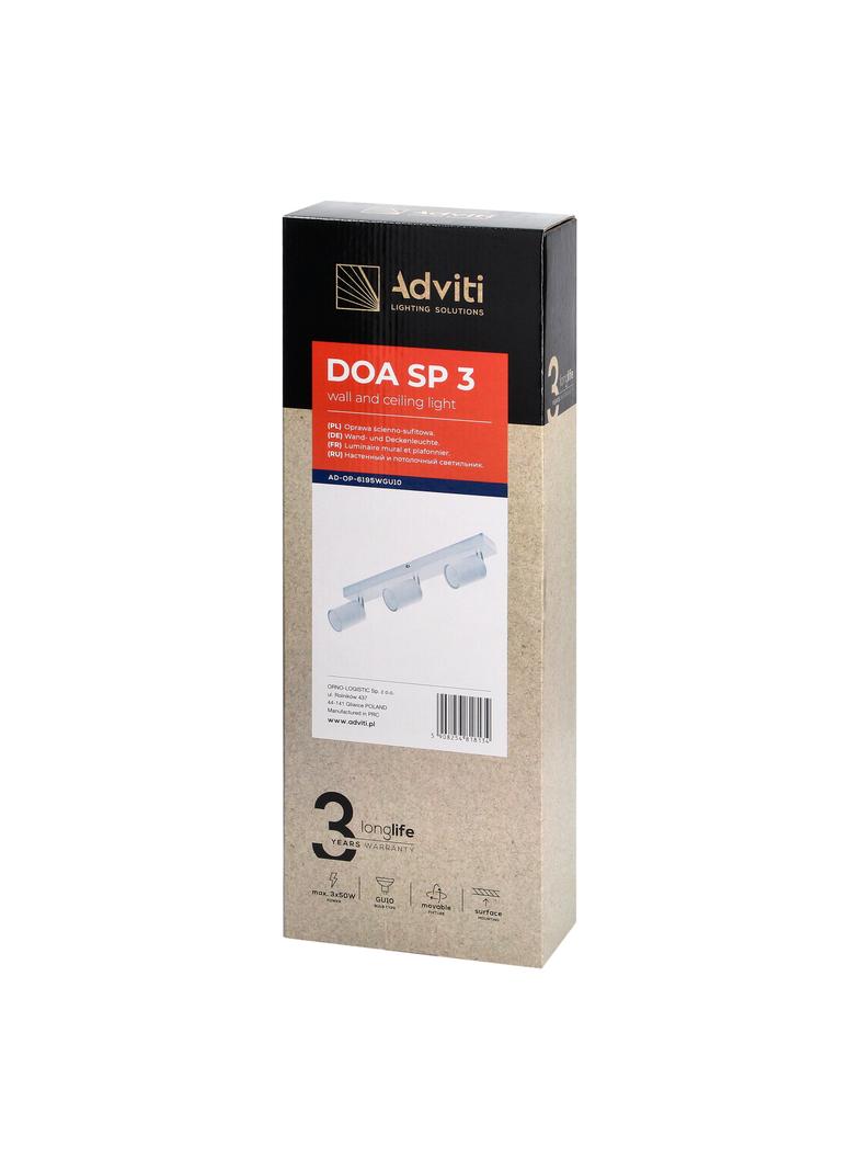 DOA SP 3I, oprawa ścienno-sufitowa, GU10 max. 3x50W, IP20, biała AD-OP-6195WGU10 ORNO