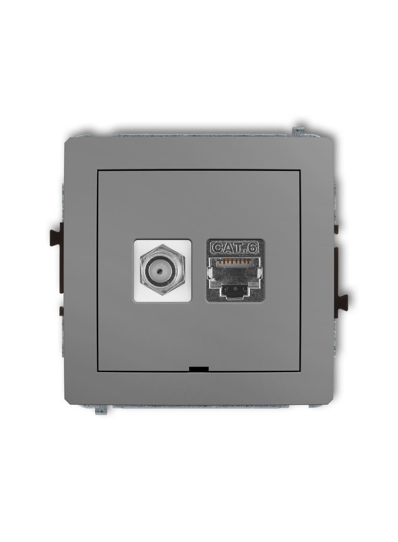 DECO Mechanizm gniazda antenowego poj. typu F (SAT) + gniazda komp. poj. 1xRJ45, kat. 6 ekranowany,