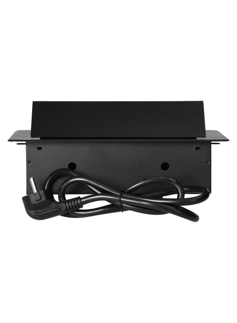 Gniazdo meblowe wpuszczane w blat z płaskim frezowanym rantem i przewodem 1,5m, 3x2P+Z, czarne