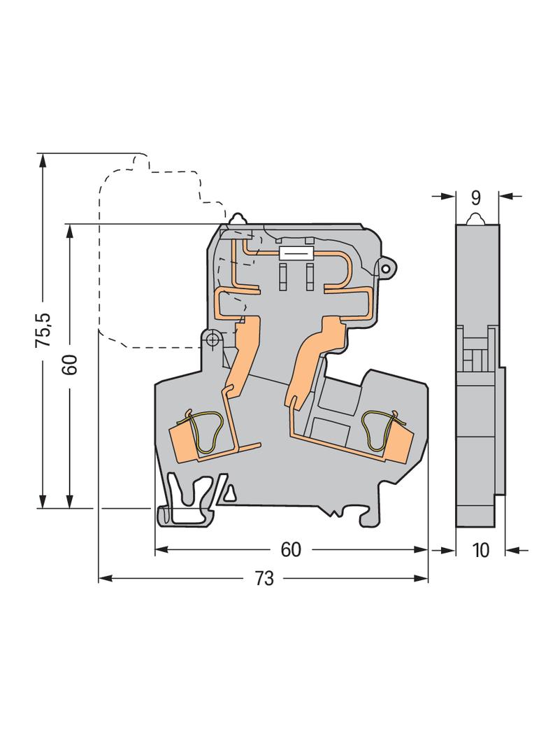 złączka bezpiecznikowa 10 mm szara