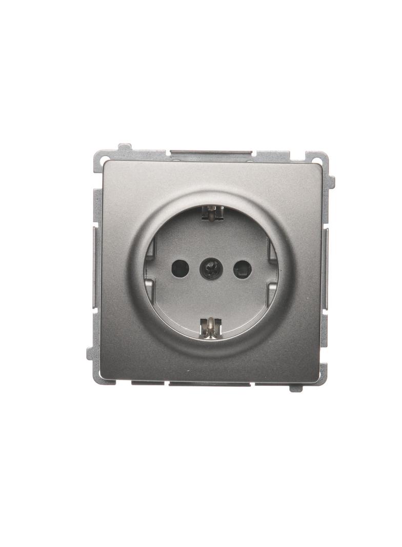 Simon Basic Gniazdo wtyczkowe z uziemieniem Schuko z przesłonami torów prądowych16A 250V zaciski śrubowe satynowy BMGSZ1Z.01/29 BMGSz1z.01/29 KONTAKT