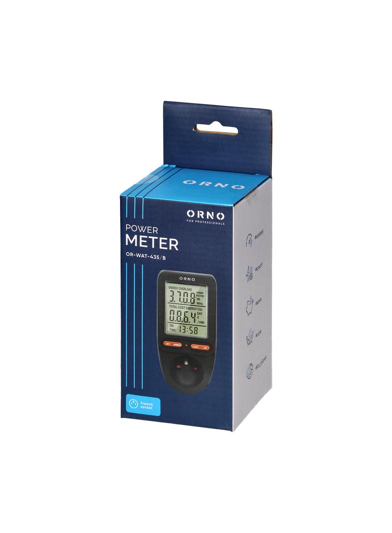 Watomierz, kalkulator energii z wyświetlaczem LCD, czarny OR-WAT-435/B ORNO