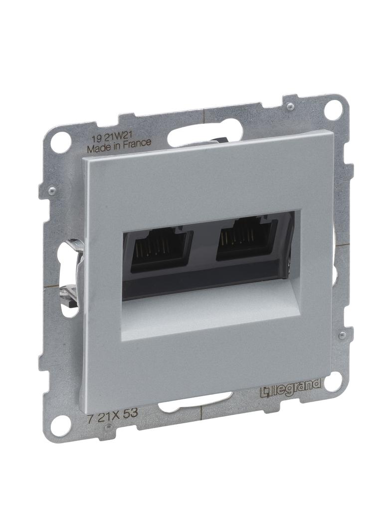 SUNO - Gniazdo 2XRJ45/kat 6 UTP, Aluminium, Legrand