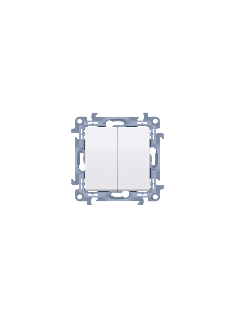 Simon 10 Łącznik schodowy podwójny z podświetleniem LED bez piktogramu 10A 250V zaciski śrubowe biały CW6/2L.01/X/11 KONTAKT