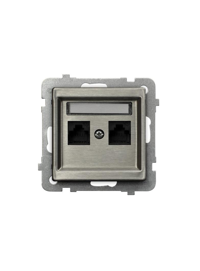 SONATA STAL INOX Gniazdo komputerowe podwójne kat. 5e MMC kolor stal inox GPK-2RM/K/m/37 OSPEL