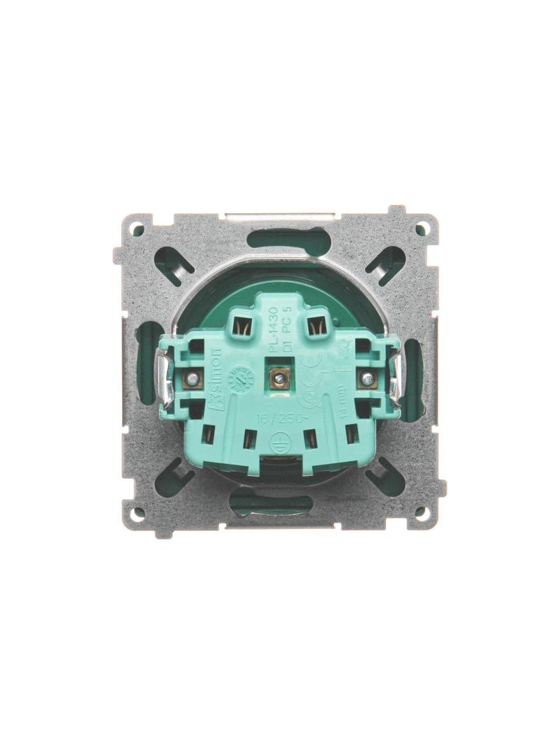Simon Basic Gniazdo wtyczkowe z uziemieniem z przesł. torów prądowych bryzgoszczelne IP44 16A 250V zaciski śrubowe klapka transp. zielone BMGZ1BZ.01/33A BMGZ1Bz.01/33a KONTAKT